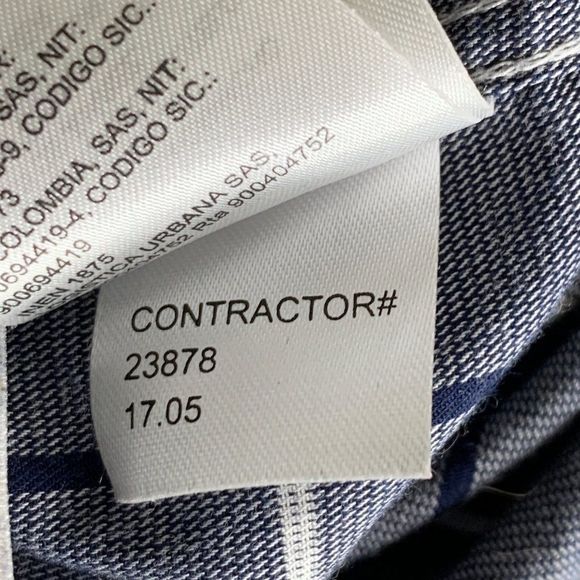 Mens Calvin Klein Plaid Body Fit Shirt Large Navy Snap Closure 3744 EUC Stretch - Picture 9 of 10